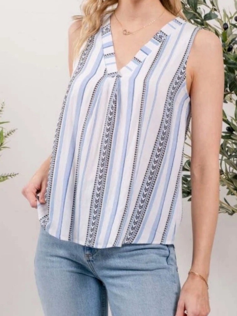 mine for Anthropologie Sleeveless Striped Tank- Blue